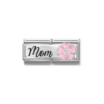 Composable Dbl Mom Pink Flower Cubic Zirconia Symbol