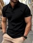 Men's Short Sleeve Lapel Collar Golf T-Shirt In Solid Color Versatile For Sport And Casual Wear
