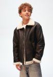 Pile-detail Jacket - Dark Brown