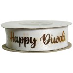 Happy Diwali White Ribbon 10M