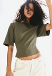 Shoulder-pad T-Shirt - Dark Khaki Green