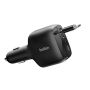 Belkin USB C Car Charger 75W With 30 Inches Retractable USB C Cable - Iphone Charger Compatible With Iphone 17 & 16 Series Galaxy S25 Airpods