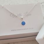 C36855 - 925 Sterling Silver Synthetic Opal Pacific Blue Necklace