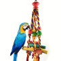 Parrot Toys Bird Toys Cotton Rope Colored Beads Wooden Blocks Bird Chewing Toy Cage Bite Toys Wooden Block Bird Toys