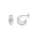 Silver 3 Row Cz Open Hoop Earrings