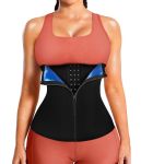 Leinidina Womens Waist Trainer Corset With Zipper Sweat Waist Trimmer For Women Workout Belt Corset Shapewear Black