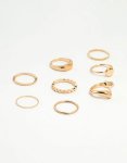 Goldair Gold Thin Wrap Circle Stacking Rings 8-PACK - M l
