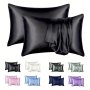 2pcs Satin Pillowcase Soft And Smooth Texture Satin Solid Color Envelope Pillowcases Reduce Hair Breakage Prevent Wrinkles