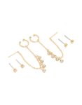 Goldair Gold Plated Chain Cubic Zirconia Chain Pull Through Earrings & Studs 3-PACK