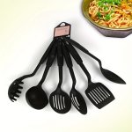 6PCS Kitchen Utensils Set Including Ladle Spoon Slotted Spoons Spatula Slotted Turner Spaghetti Server Plastic Kitchenware Set H