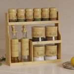 Glass Spice Jar Set With Bamboo Stand