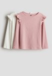 2-PACK Ribbed Cotton Tops - Light Pink White