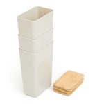 - 3 Piece Storage Container With Bamboo Lid - Cream