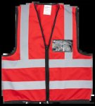 Pioneer Red Reflective Vest With Zip & Id Pouch