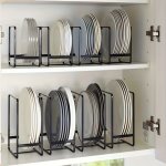 Wongirl Metal Plate Holder Organizer - Uncharged Kitchen Cabinet Vertical Plate Rack - Dish Storage & Drying Rack For Kitchen Cu