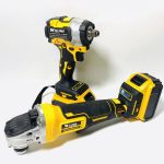 Zs - 2 In 1 Cordless 21V Power Tool Set - 1 4 Inch Impact Wrench + Angle Grinder