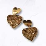 Double Heart Mesh Earrings - Gold Free