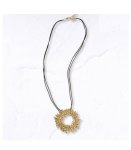 Textured Circle Multi String Necklace - Gold Free