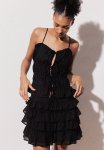 Drawstring-detail Strappy Top - Black