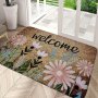 Spring Daisy Welcome Mat - Non-slip Machine Washable Decorative Rug For Kitchen Bathroom Living Room & Entryway - Anti-fatigue Polyester Floor Mat With Pvc Backing