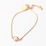 Amber Crystal Gold Lariat Chain Bracelet - Amber