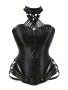 Gothic Halter Strapless Corset Bustier Tummy Control Jacquard Zipper Body Shaper Women's Lingerie & Shapewear