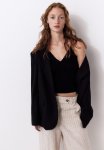 Scallop-edged Rib-knit Vest Top - Black
