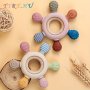 Teething Toys Silicone Teether Bpa Free Silicone Rudder With Wooden Ring Christmas Thanksgiving Gifts