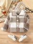 Baby's Plaid Pattern Warm Fuzzy Jacket Casual Button Front Coat Baby Boy's Clothing For Fall Winter Outdoor