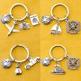 World Traveler Keychain - Alloy Charm With Airplane Ship Truck & Bike Designs Compass & Camera Pendants - Perfect Gift For Adven
