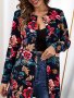 Floral Print Botton Front Jacket Elegant Long Sleeve Jacket For Fall & Spring Women's Clothing