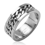 STR-0108 Stainless Steel Cuban Link Chain In Middle Ring 6MM Sz 5-8 8MM Sz 9-14 11