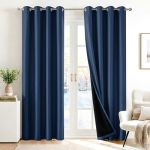 Deconovo 100% Blackout Curtains Thermal Insulated Window Drapes Noise Reducing Panels Black Liner Grommet Drapes Bedroom Nursery