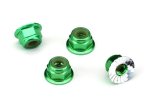 Traxxas – Nuts Aluminum Flanged Serrated 4MM Green-anodized 4