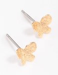 Goldair Gold Sandblast Butterfly Stud Earrings
