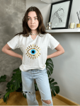 Evil Eye Oversized Tee - White - Xlarge