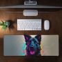 Neon Splash Dog By Nathan Pieterse Large Desk Pad