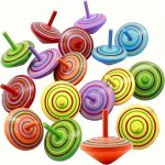 5/10PCS Wooden Gyroscope Toy Classic Spinning Tops Toys Balance Coordination Skills For Adult Colorful Wooden Spinning Top Safe Non-toxic Wood Toy Creative Handmade MINI Toy