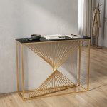 Nordic Golden Marble Console Table - Black