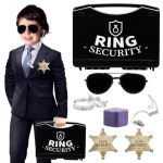 Huwane Ring Security Wedding Ring Bearer Gifts Box Set Include Ring Security Badges Acoustic Earpiece Tube Rings Bearer Sunglass