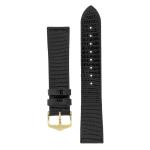Lizard Leather Watch Strap In Black - 20MM Gold