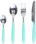 - 24 Piece Cutlery Set - Blue Handles - 18/10 Stainless Steel