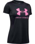 Girls' Ua Tech Big Logo Short Sleeve Shirt - BLACK-001 Ymd