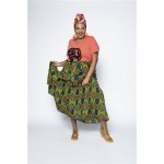 Donnay Plus Size A-line Tiered Skirt- Tribal