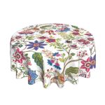 Colorful Boho Floral Tablecloth Round 60 Inch Vintage Spring Summer Watercolor Flowers Table Cloth Polyester Fabric Bohemian Flo