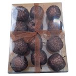 Plastic Glitter Apples Christmas Decoration Copper 12 Piece