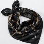 49.99CM Small Square Satin Scarf Vintage Belt Chain Print Neckerchief Elegant Head Wrap Hair Accessories