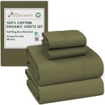 Ruvanti 100% Cotton Organic Percale Sheets Cal King Size Crisp Cooling Bed Sheets For Hot Sleepers Deep Pocket 13" Soft Peach Fi
