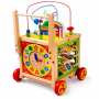 Wooden Baby Walker Activity Cube With Beads And Shape Sorter