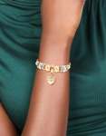 Goldair Gold Blue Diamante & Molten Heart Charm Toggle Bracelet